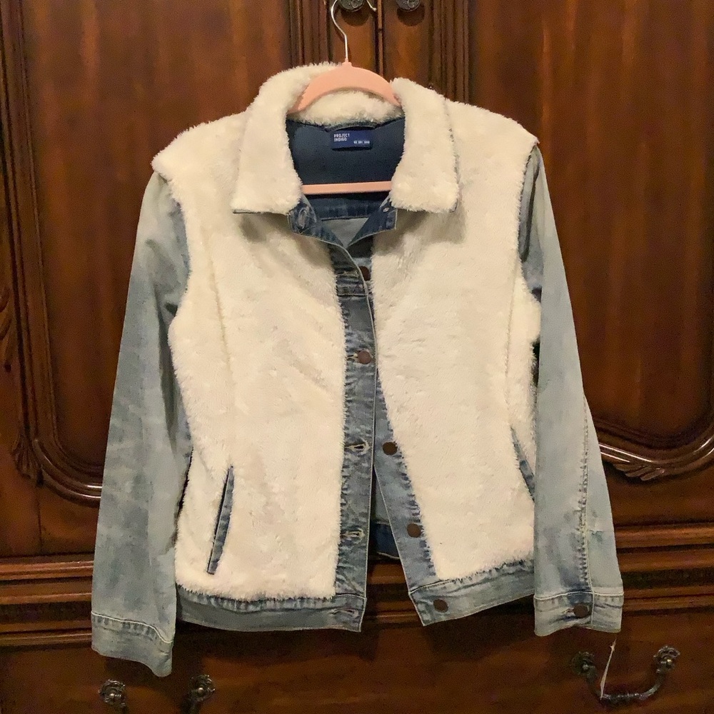 Denim Jacket with White Sherpa Front
